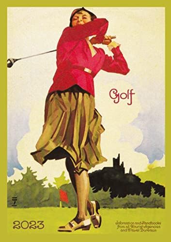 2023 לוח השנה הקיר [12 עמודים 8 x12] גולף נערת גולף מודעות ספורט וינטג '